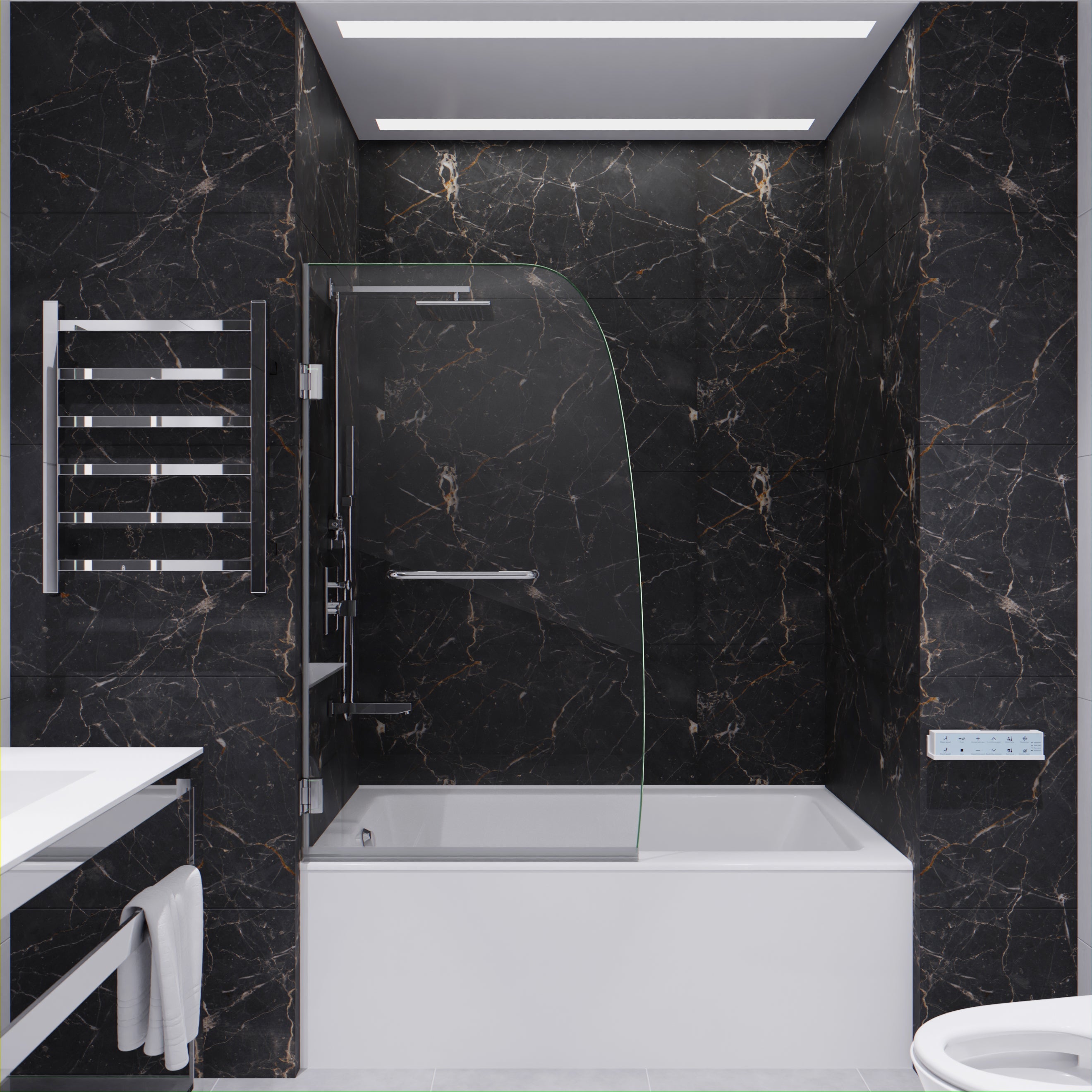 Grand Series 34 in. by 58 in. Frameless Hinged Tub Door