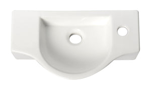 ALFI brand ABC114 White 18" Small Wall Mounted Ceramic Sink with Faucet Hole