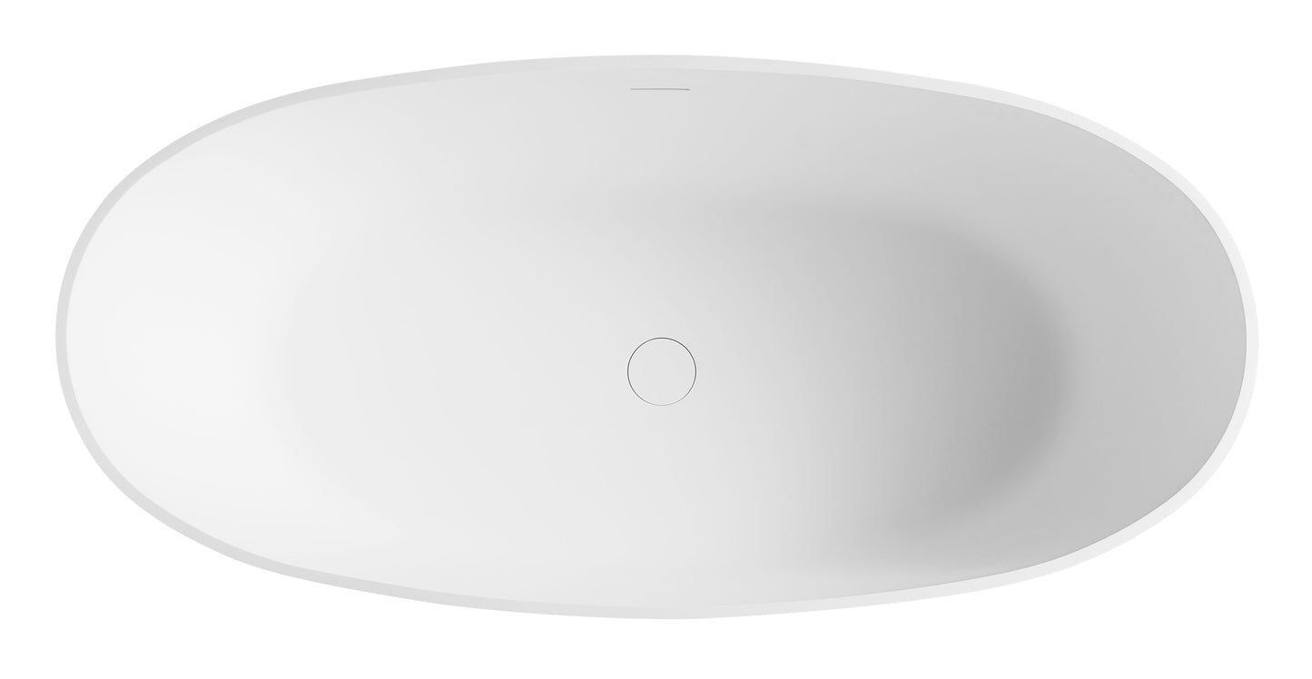 ALFI brand AB9975 59" White Oval Solid Surface Resin Soaking Bathtub