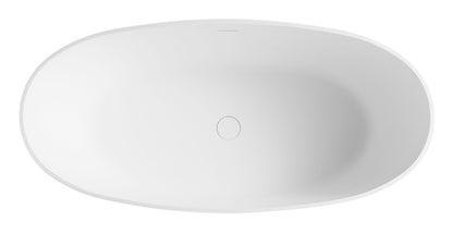 ALFI brand AB9975 59" White Oval Solid Surface Resin Soaking Bathtub