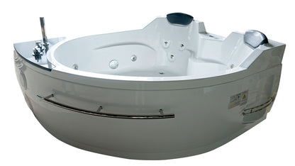 EAGO AM113ETL-L 5.5 ft Right Drain Corner Acrylic White Whirlpool Bathtub for Two