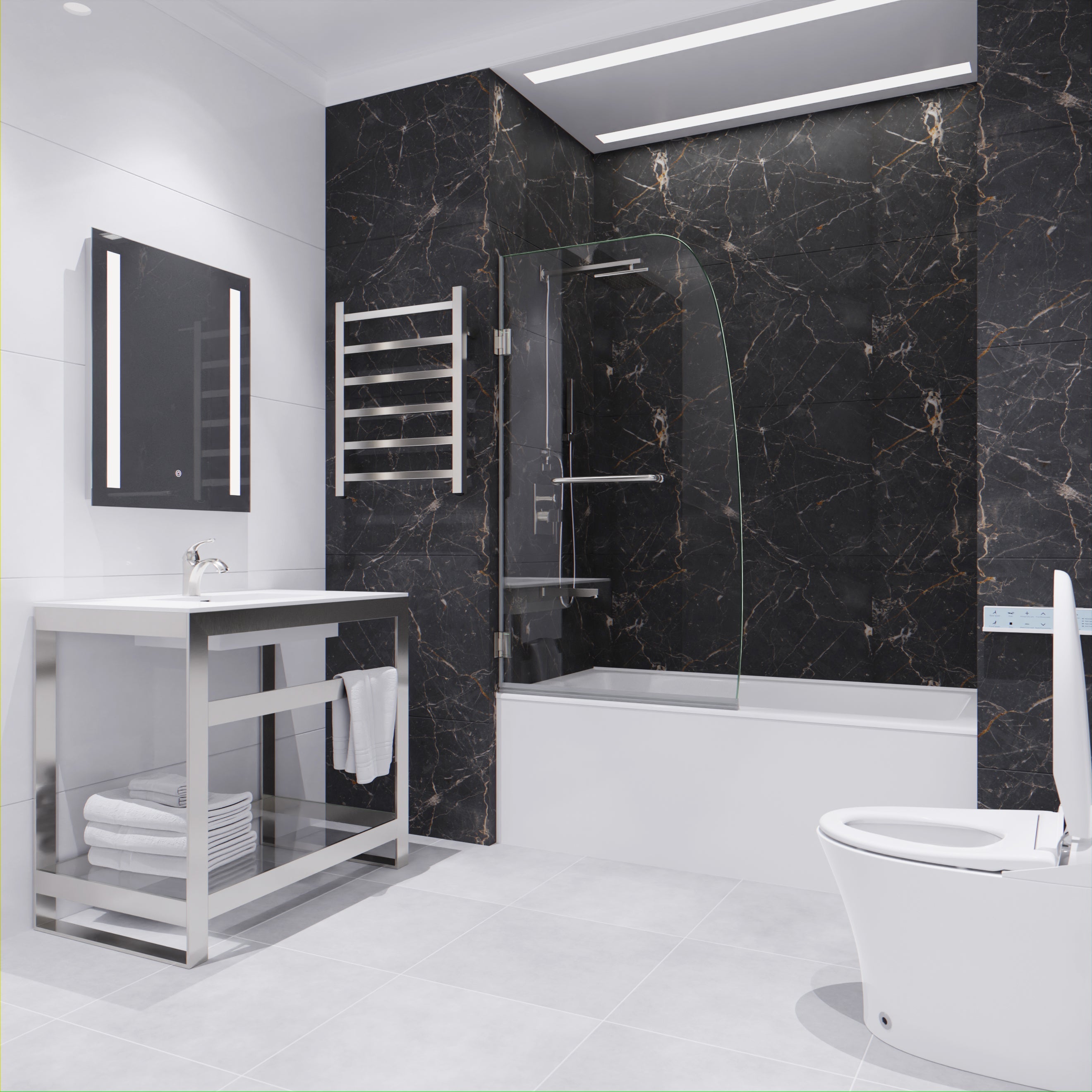Grand Series 34 in. by 58 in. Frameless Hinged Tub Door