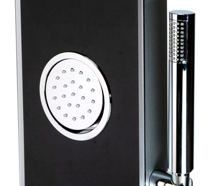 ALFI brand ABSP55B Black Glass Shower Panel with 2 Body Sprays and Rain Shower Head