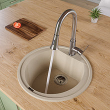 Load image into Gallery viewer, ALFI brand AB2020DI-B Biscuit 20&quot; Drop-In Round Granite Composite Kitchen Prep Sink