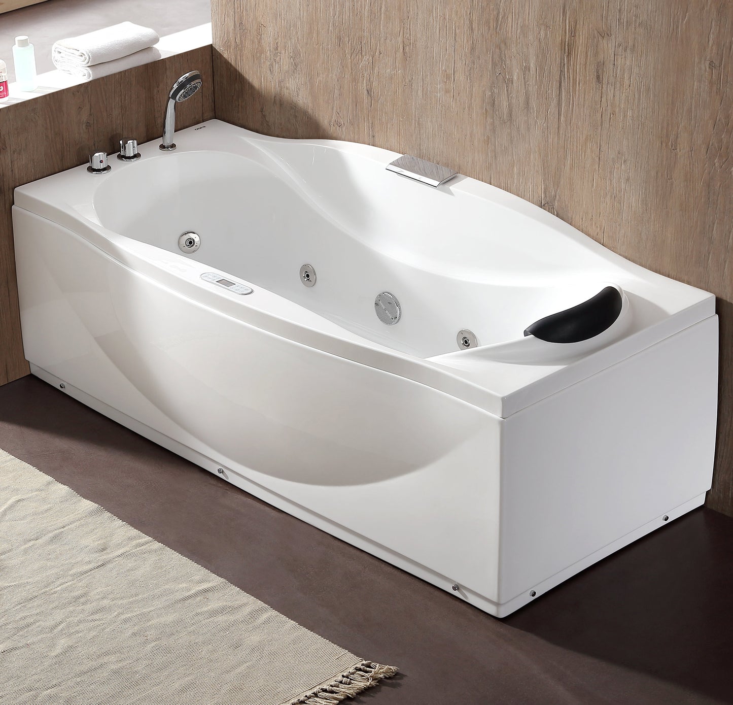 EAGO AM189ETL-L 6 ft Right Drain Acrylic White Whirlpool Bathtub w Fixtures