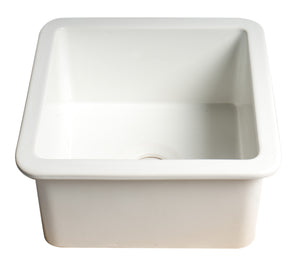 ALFI brand ABF1818S-W White Square 18" x 18" Undermount / Drop In Fireclay Prep Sink