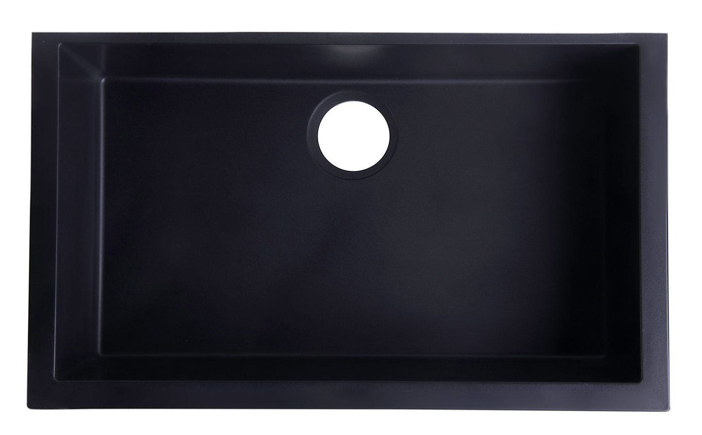 ALFI brand AB3020UM-BLA Black 30" Undermount Single Bowl Granite Composite Kitchen Sink