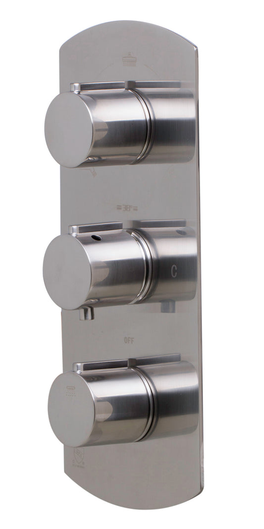 ALFI brand AB4001-BN Brushed Nickel Concealed 3-Way Thermostatic Valve Shower Mixer Round Knobs