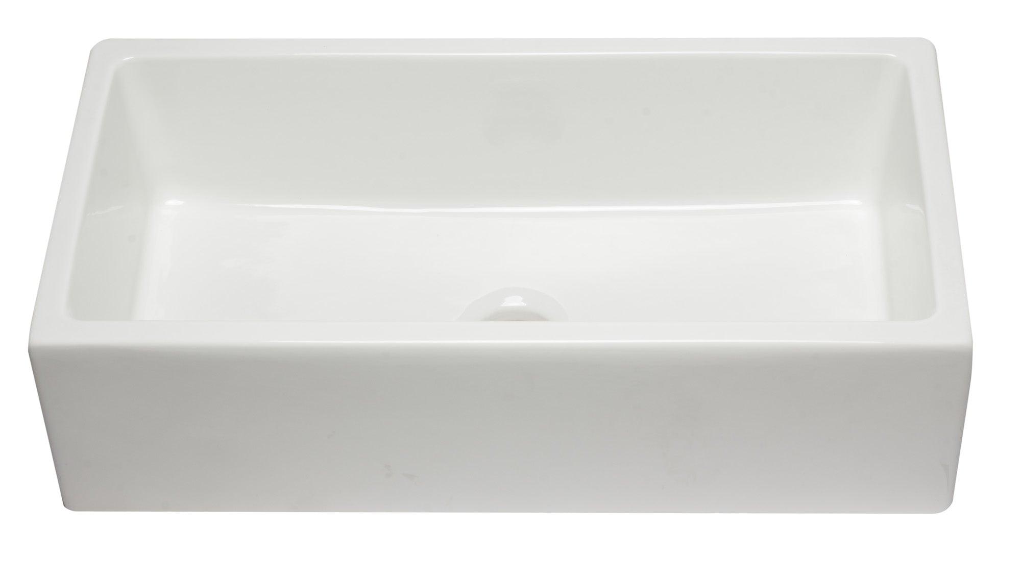 ALFI brand AB3618HS-W 36 inch White Reversible Smooth / Fluted Single Bowl Fireclay Farm Sink