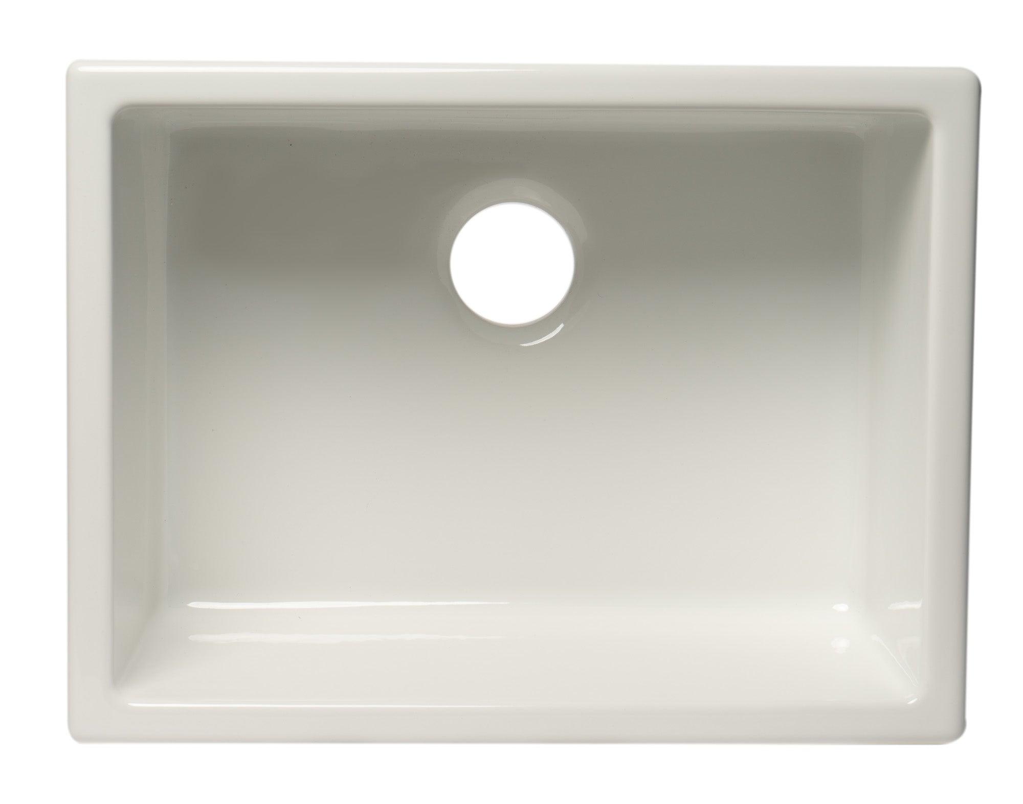 ALFI brand AB2418UD 24" White Undermount / Drop In Fireclay Kitchen Sink