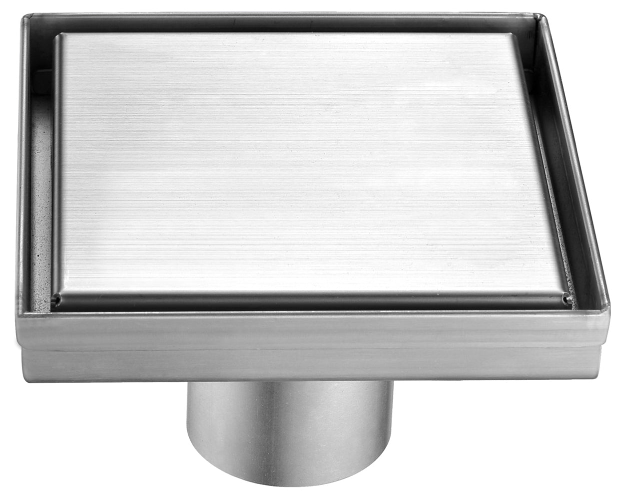 ALFI brand ABSD55B-BSS 5" x 5" Modern Square Brushed Stainless Steel Shower Drain with Solid Cover