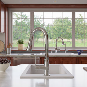 ALFI brand AB1720DI-W White 17" Drop-In Rectangular Granite Composite Kitchen Prep Sink