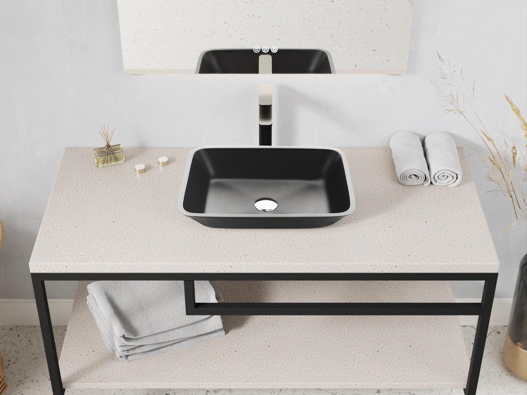 Innovio Rectangle Glass Vessel Bathroom Sink