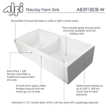 Load image into Gallery viewer, ALFI brand AB3918DB-W 39&quot; White Smooth Apron Thick Wall Fireclay Double Bowl Farm Sink
