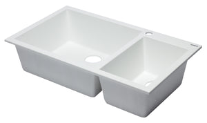 ALFI brand AB3319DI-W White 34" Double Bowl Drop In Granite Composite Kitchen Sink