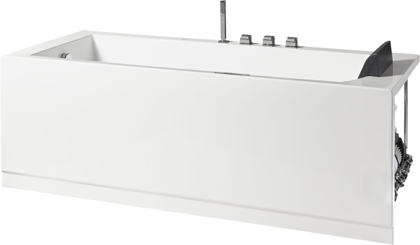 EAGO AM154ETL-L6 6 ft Acrylic White Rectangular Whirlpool Bathtub w Fixtures