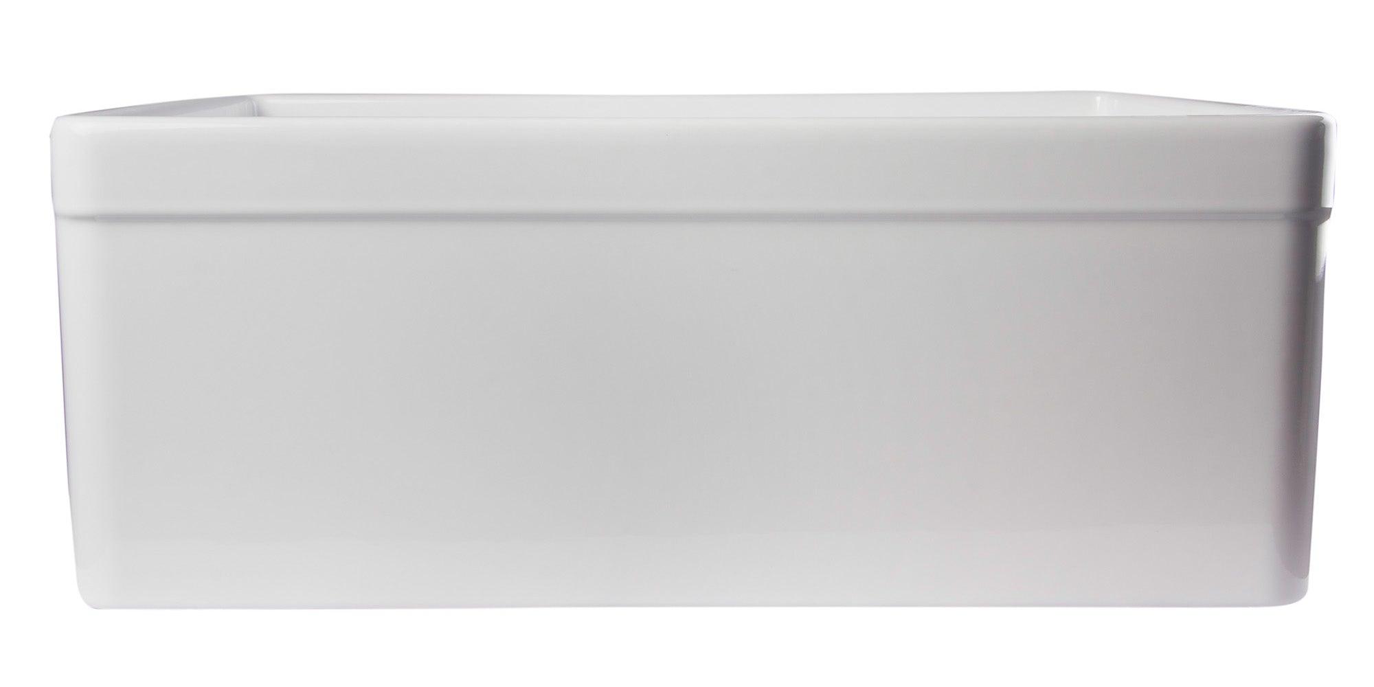 ALFI brand AB506-W White 26" Decorative Lip Apron Single Bowl Fireclay Farmhouse Kitchen Sink