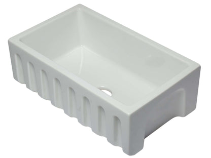 ALFI brand AB3018HS-W 30 inch White Reversible Smooth / Fluted Single Bowl Fireclay Farm Sink