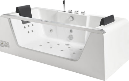 EAGO AM196ETL 6 ft Clear Rectangular Acrylic Whirlpool Bathtub for Two