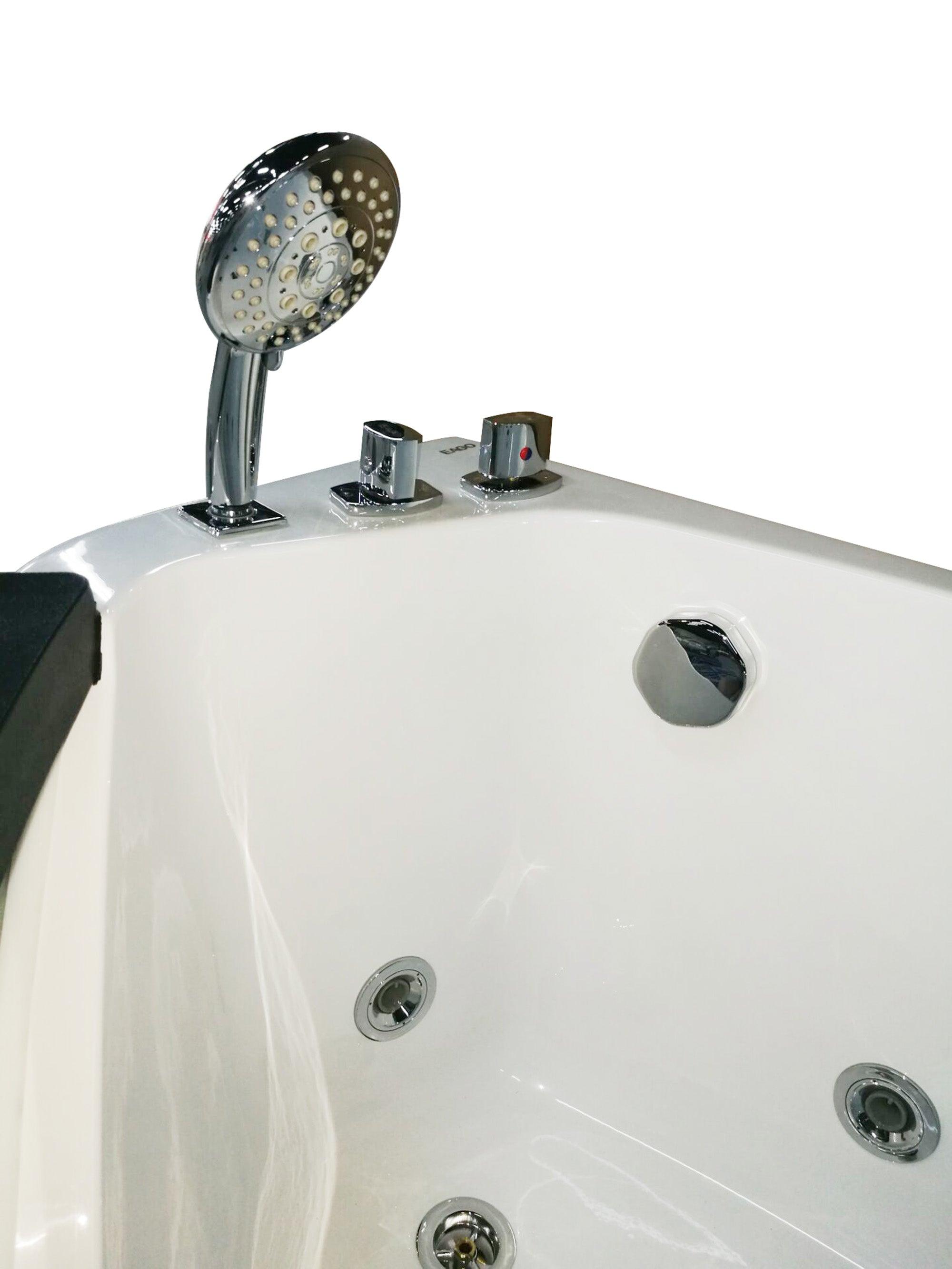 EAGO AM198ETL-L 5 ft Clear Rounded Left Corner Acrylic Whirlpool Bathtub