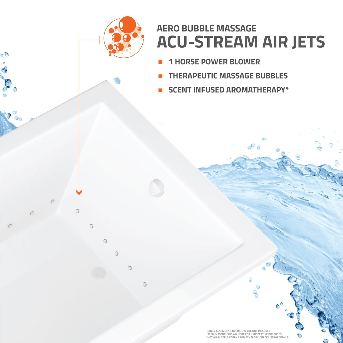Atlantis Whirlpools Vogue 42 x 72 Rectangular Air Jetted Bathtub