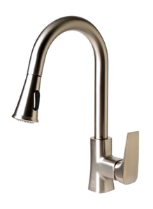 ALFI brand ABKF3889-BN Brushed Nickel Square Gooseneck Pull Down Kitchen Faucet