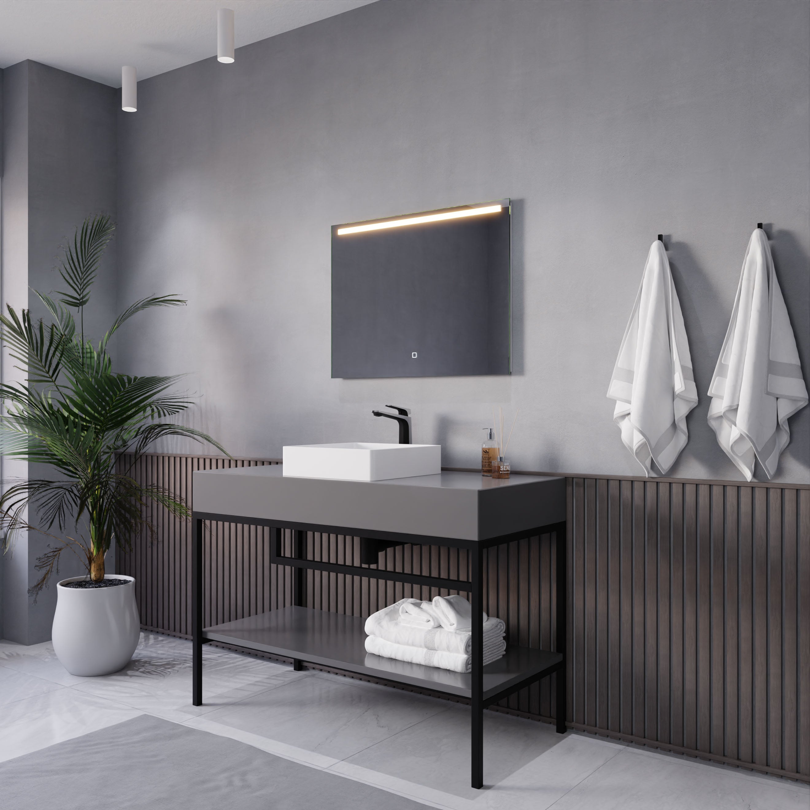 ANZZI 24-in. x 32-in. LED Front/ Bottom Lighting Bathroom Mirror with Defogger