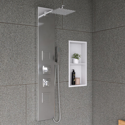 ALFI brand ABSP60W White Aluminum Shower Panel with 2 Body Sprays and Rain Shower Head