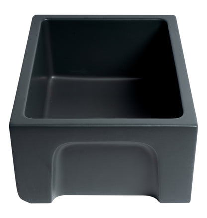 ALFI brand AB2418HS-BM 24" Black Matte Reversible Smooth / Fluted Single Bowl Fireclay Farm Sink