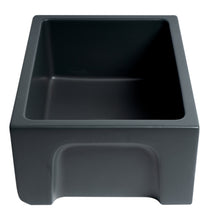 Load image into Gallery viewer, ALFI brand AB2418HS-BM 24&quot; Black Matte Reversible Smooth / Fluted Single Bowl Fireclay Farm Sink