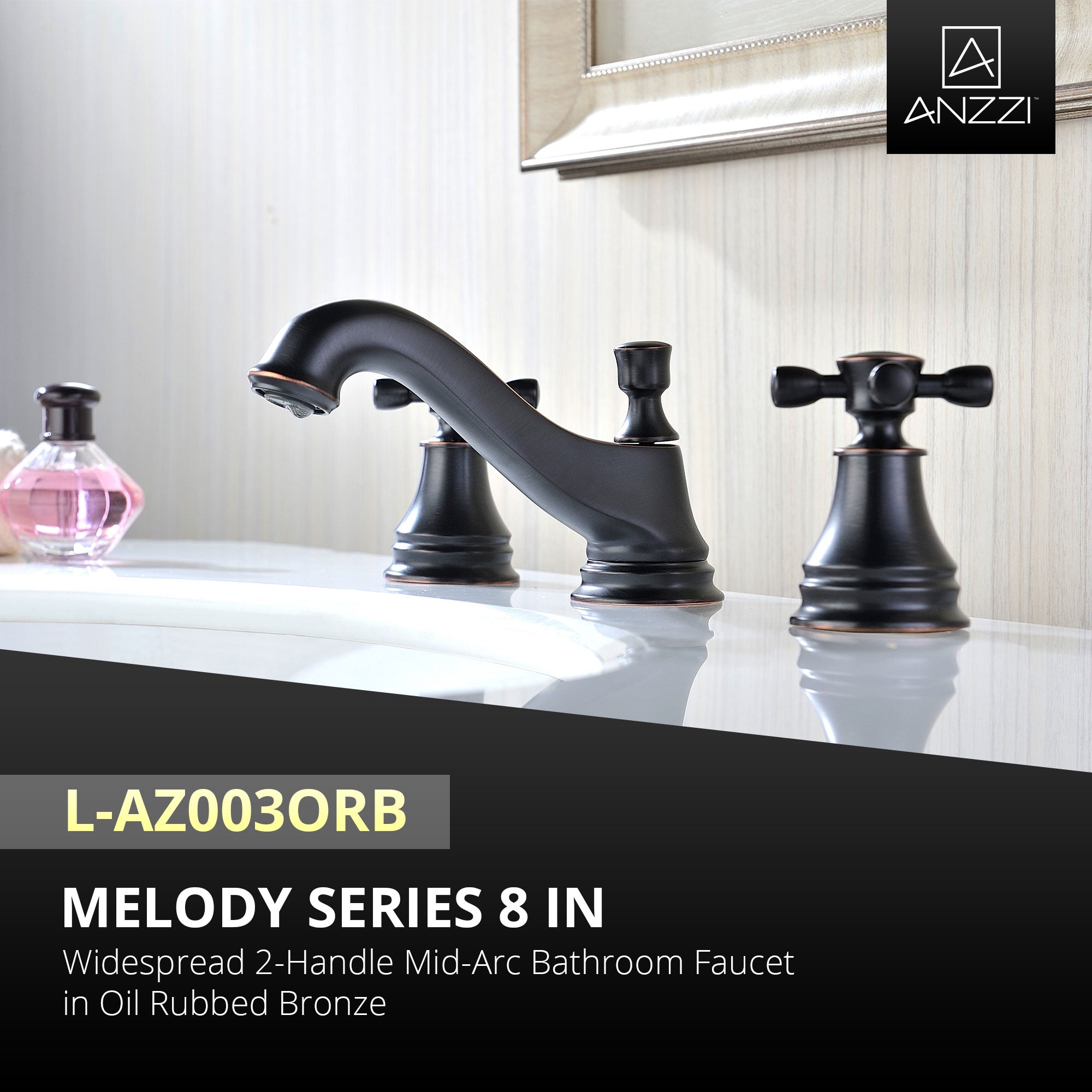 Melody Series 8 in. Widespread 2-Handle Mid-Arc Bathroom Faucet in Oil Rubbed Bronze