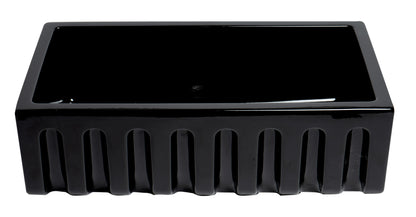 ALFI brand AB3318HS-BG Black Gloss 33" x 18" Reversible Fluted / Smooth Fireclay Farm Sink