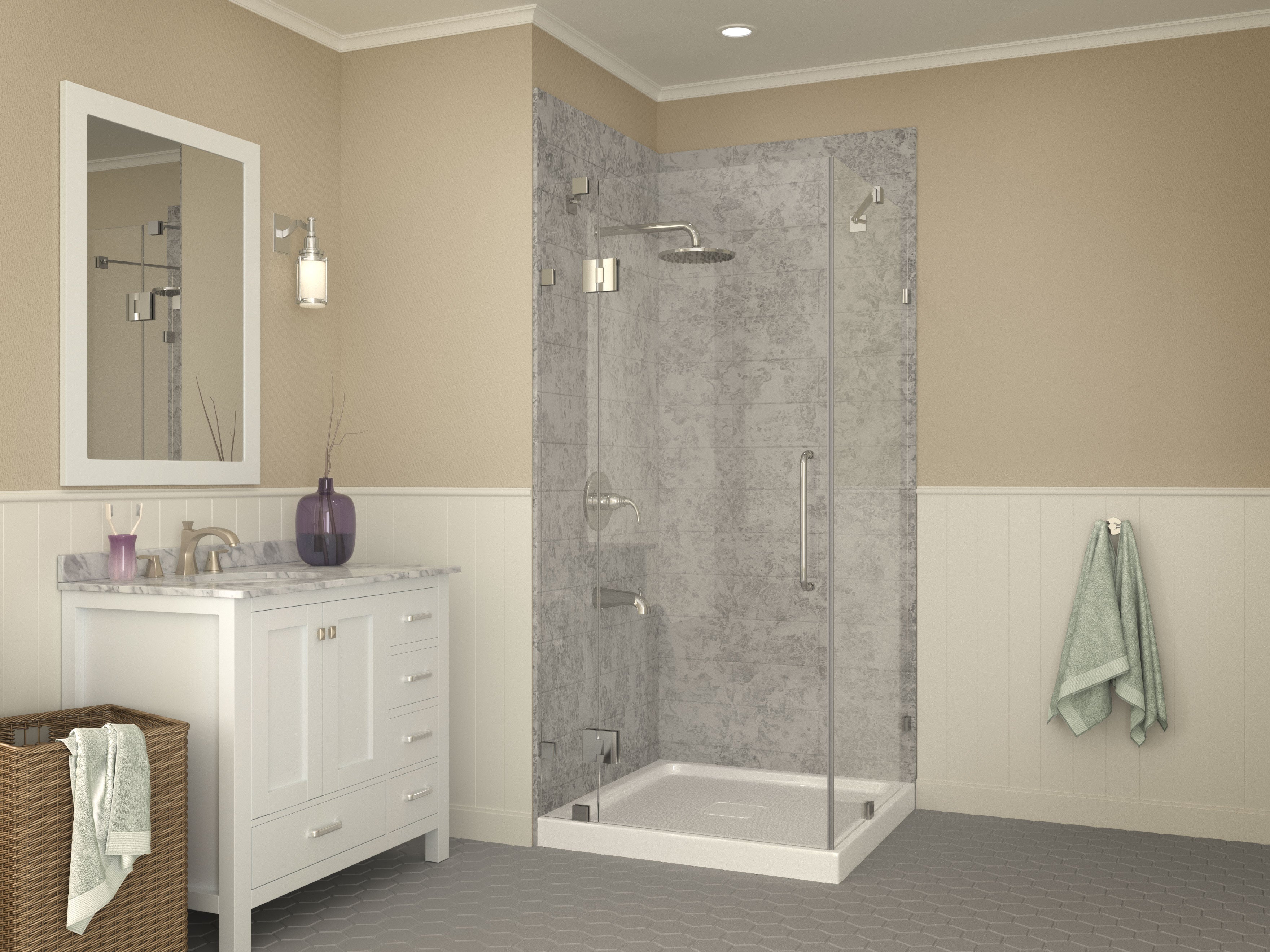 Titan Series 36 in. x 36 in. Double Threshold Shower Base in White