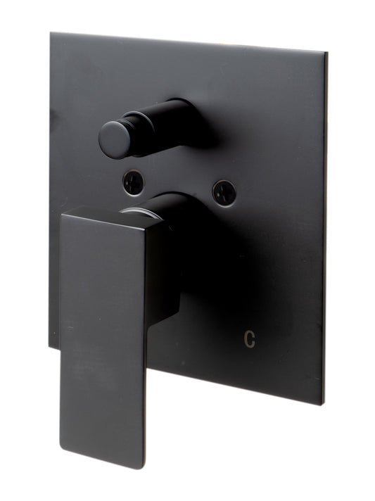 ALFI brand AB5601-BM Black Matte Shower Valve with Square Lever Handle and Diverter