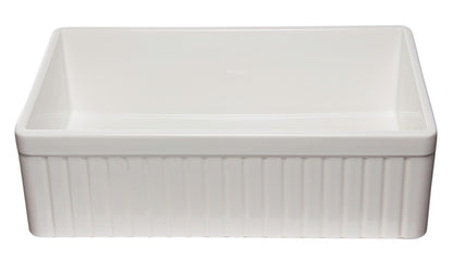 ALFI brand AB532-W 33" White Single Bowl Fluted Apron Fireclay Farm Sink