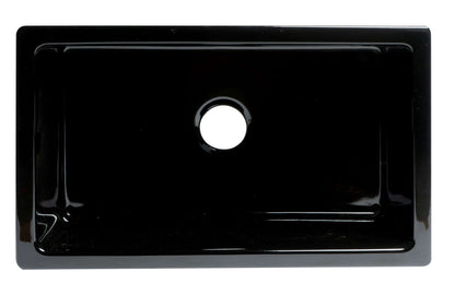 ALFI brand AB3018HS-BG 30" Black Gloss Reversible Smooth / Fluted Single Bowl Fireclay Farm Sink