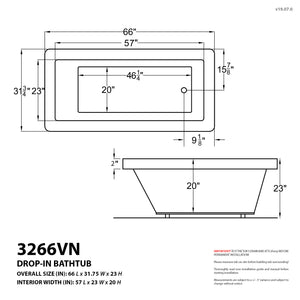 Atlantis Whirlpools Venetian 32 x 66 Rectangular Air & Whirlpool Jetted Bathtub