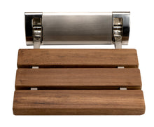 Load image into Gallery viewer, ALFI brand ABS14-BN Brushed Nickel 14&quot; Folding Teak Wood Shower Seat Bench