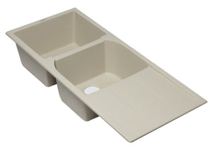 ALFI brand AB4620DI-B Biscuit 46" Double Bowl Granite Composite Kitchen Sink with Drainboard