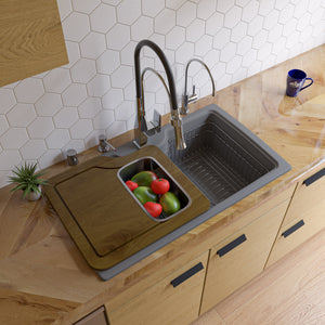 ALFI brand AB3520DI-T Titanium 35" Drop-In Single Bowl Granite Composite Kitchen Sink