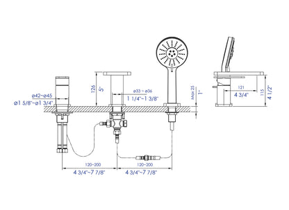 ALFI brand AB2879-PC Polished Chrome Deck Mounted Tub Filler with Hand Held Showerhead