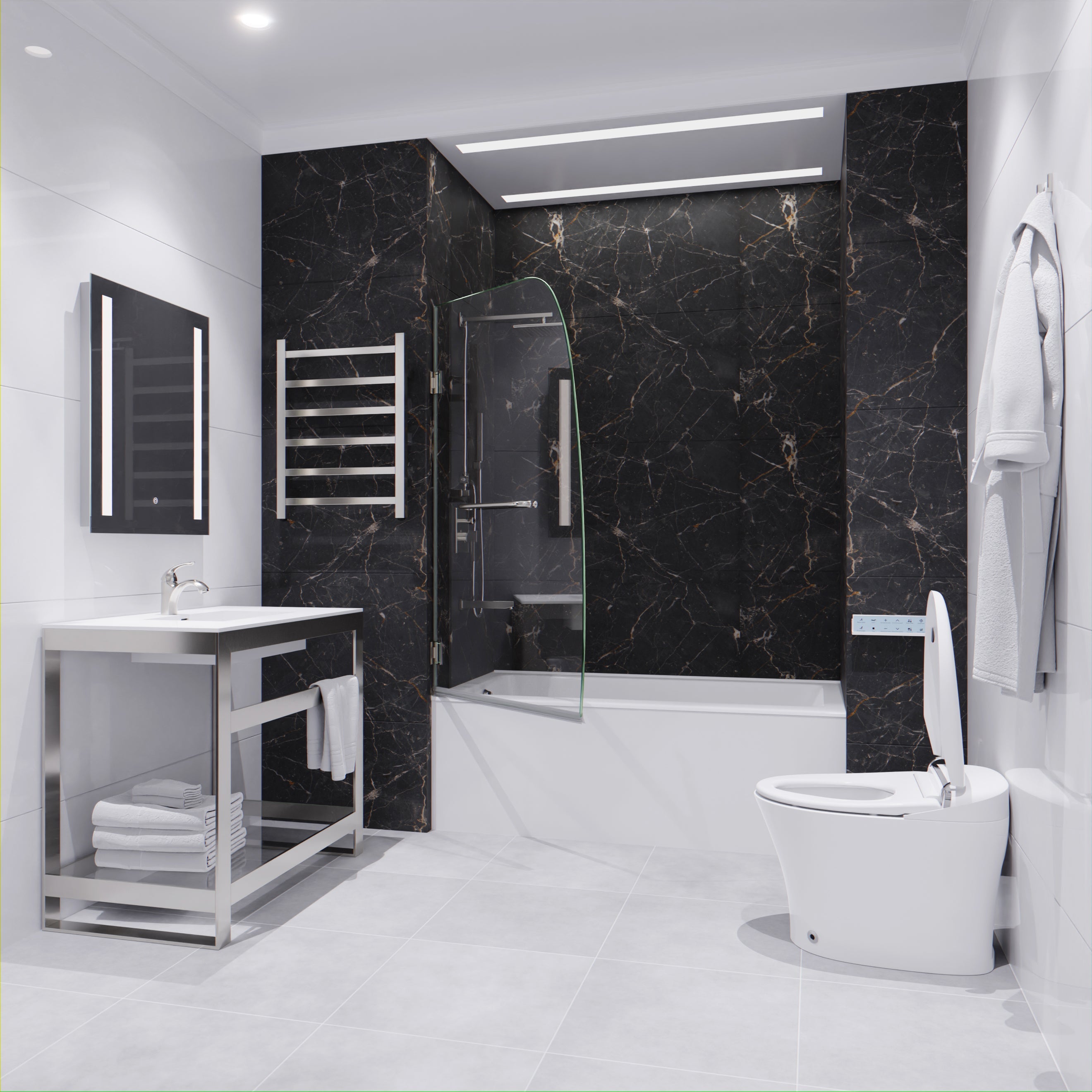 Grand Series 34 in. by 58 in. Frameless Hinged Tub Door