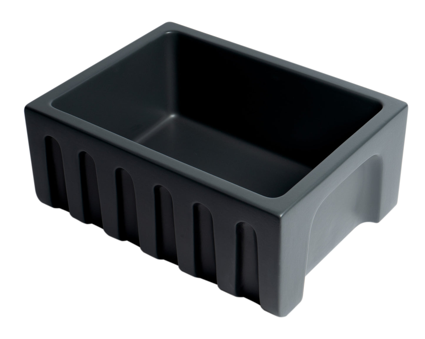 ALFI brand AB2418HS-BM 24" Black Matte Reversible Smooth / Fluted Single Bowl Fireclay Farm Sink