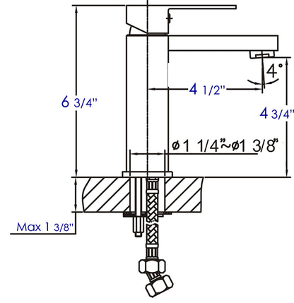 ALFI brand AB1229-PC Polished Chrome Square Single Lever Bathroom Faucet