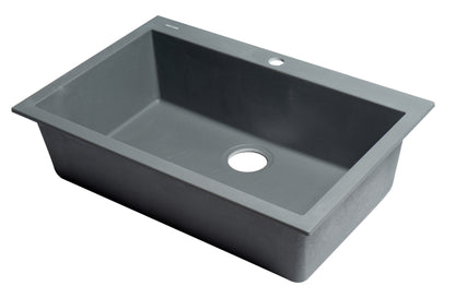 ALFI brand AB3020DI-T Titanium 30" Drop-In Single Bowl Granite Composite Kitchen Sink