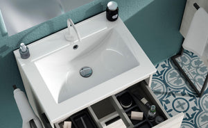Lucena Bath Vision 24" Contemporary Wood single sink Vanity in White & White handle / Abedul & Tortora / Canela & Black / White & Black / White & Grey / Grey & White - The Bath Vanities