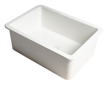 ALFI brand ABF2718UD-W White 27" x 18" Fireclay Undermount / Drop In Firelcay Kitchen Sink