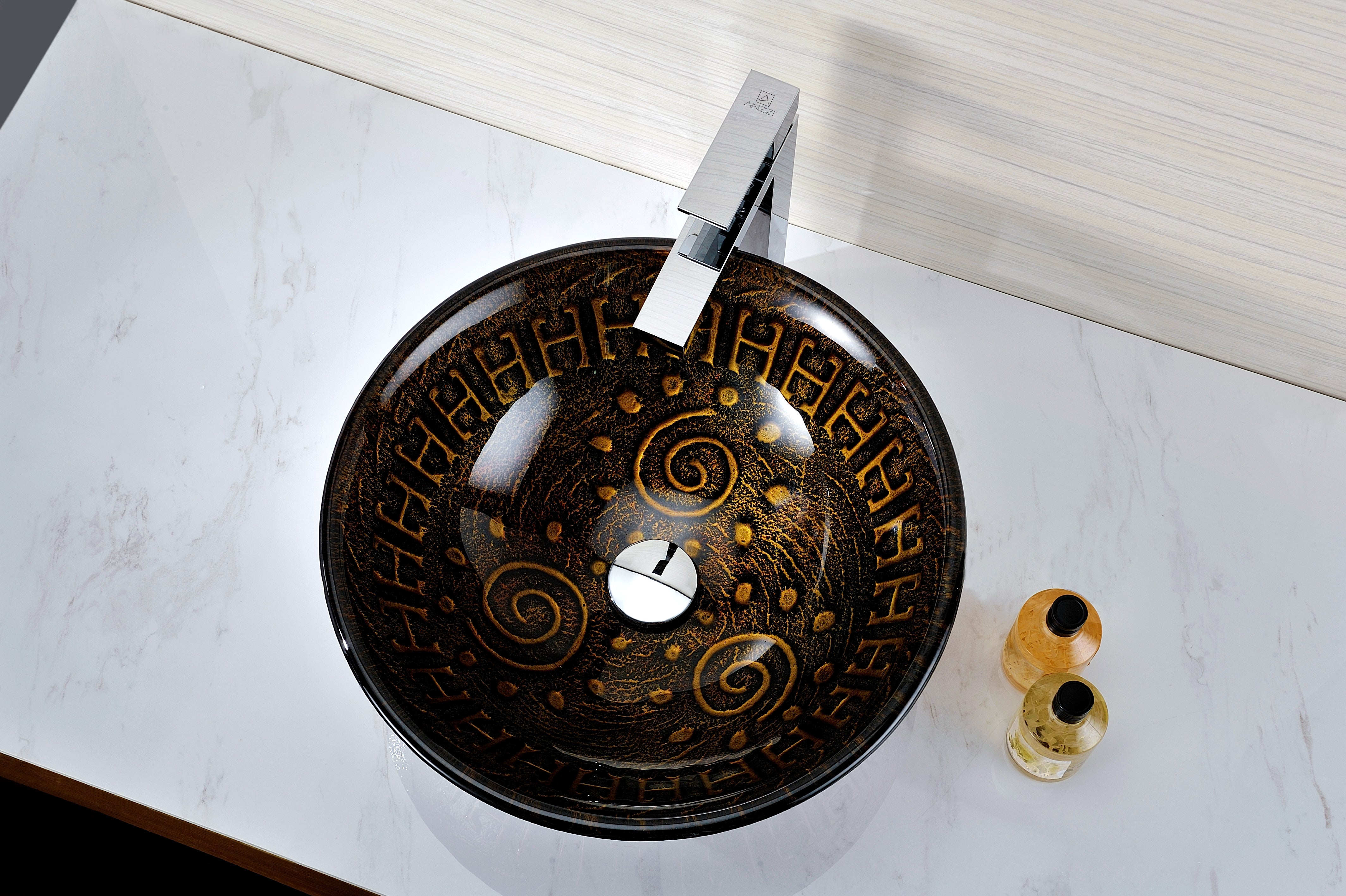 Opus Series Deco-Glass Vessel Sink in Lustrous Brown