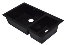 Load image into Gallery viewer, ALFI brand AB3319UM-BLA Black 34&quot; Double Bowl Undermount Granite Composite Kitchen Sink
