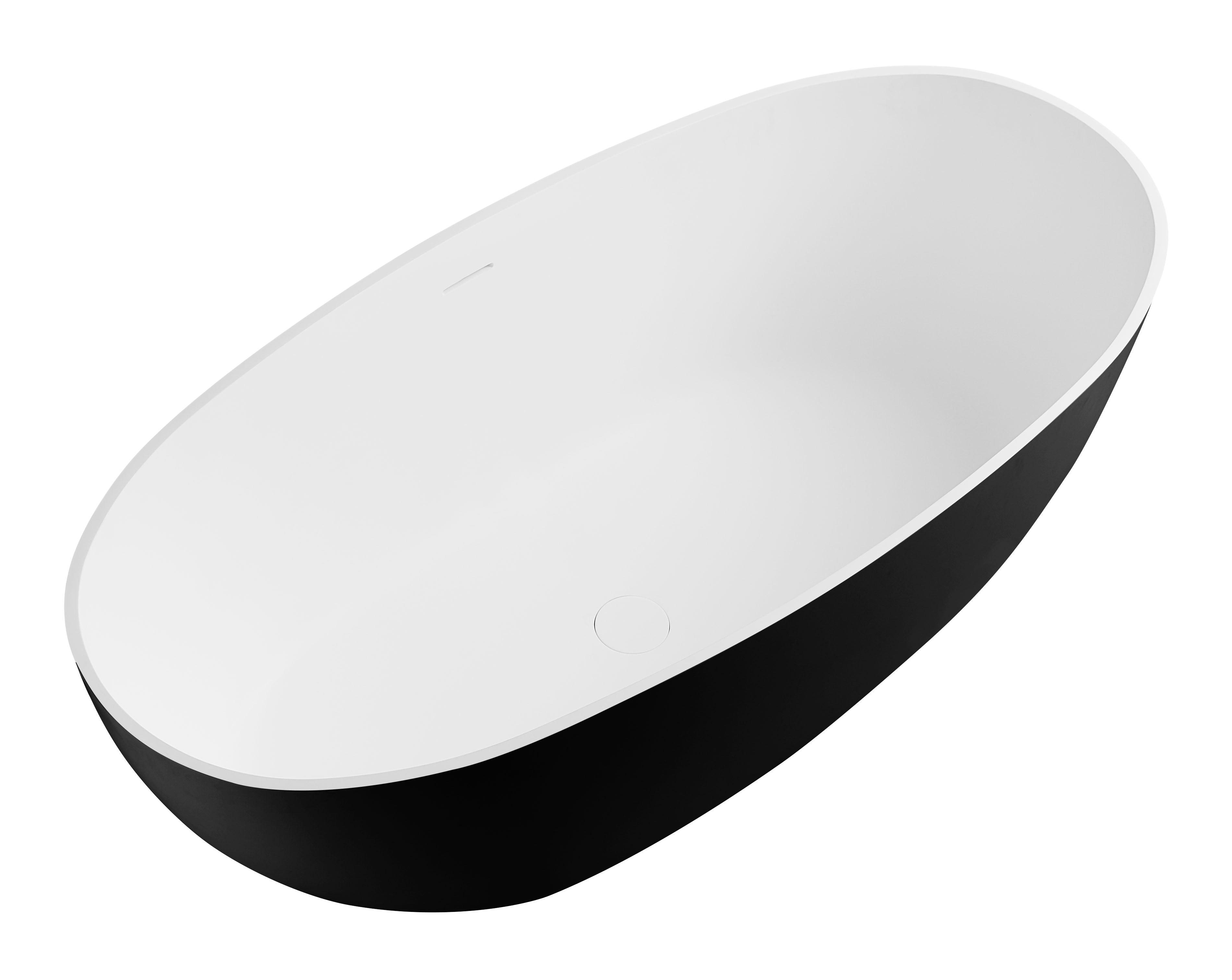 ALFI brand AB9975BM 59" Black & White Matte Oval Solid Surface Resin Soaking Bathtub